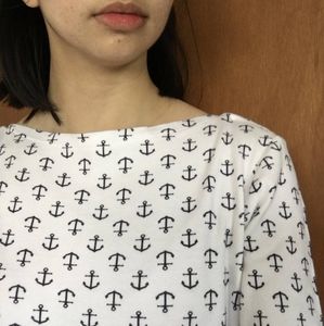 Charter Club nautical anchor print boat neck top